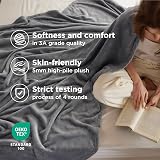 Bedsure Fleece Throw Blanket 150x200 cm Silver Grey Microfibre Cozy Soft view 3