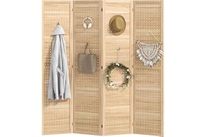 HOMCOM 5.6 Ft. Tall 4-Panel Room Divider, Pegboard Panel Freestanding Folding Privacy Screen Panels, Partition Wall Divider f