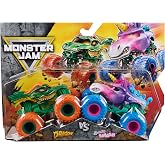 Monster Jam, Dragon Vs. Sparkle Smash Die-Cast Monster Trucks, 1:64 Scale, Kids Toys for Boys Ages 3 and up