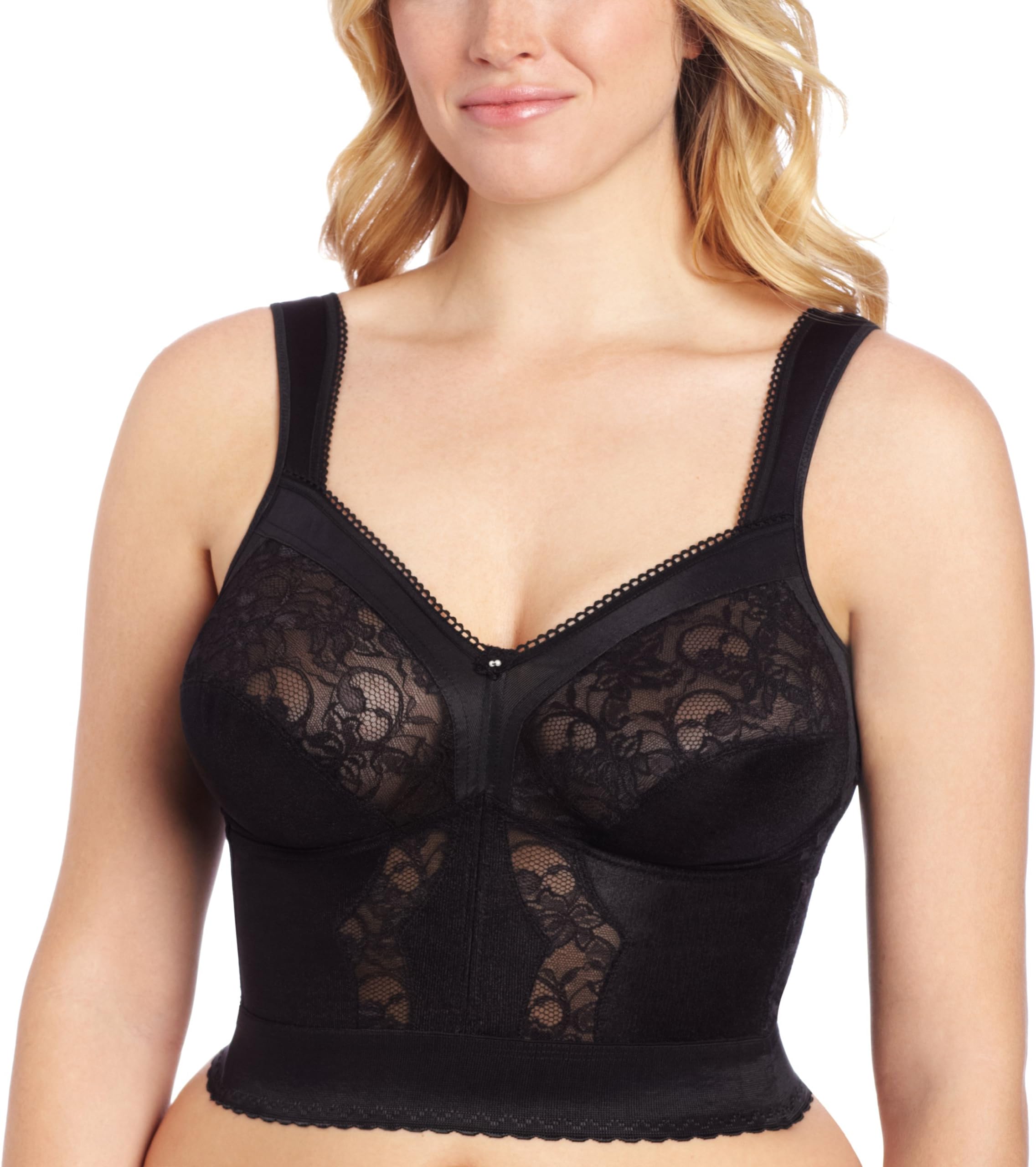 Women's Full Figure Longline Padded-Strap Soft-Cup Wire-Free Bra