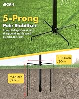 iBorn Bird Feeder Pole 1 Inch Thick, 5-Prong Stabilizer, 4 Top/Adjustable Hooks view 6