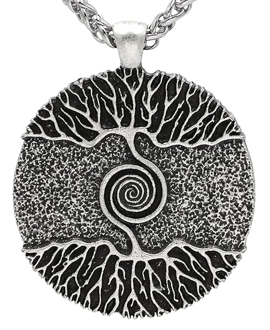 Wikinger Mittelalter Baum des Lebens nordischen Anhänger Halskette Antik Silber