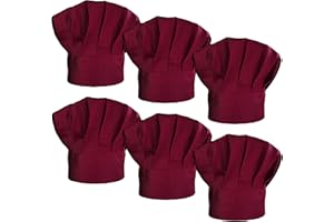 LilMents 6 Pack Chef Hat Set Elastic Baker Kitchen Catering Cooking Chefs Hats