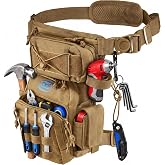 CKG Tool Bag Drop Leg Tactical Thigh Pouch Belt for Men, Khaki | Small Tool Pouch With 3 Zip Pockets, Adjustable Belt And Quick-release Leg Strap - Metal Detector Accessories Bag
