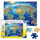 Ravensburger - World Landmarks Map - 200 Piece Jigsaw Puzzle - Stunning Imagery of Amazing Landmarks of The World - Vibrant Colors - Premium Quality - Ideal Gift - Screen-Free Fun - Children Ages 8+