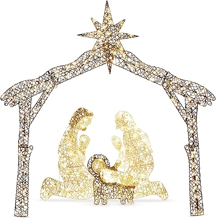 Best Choice Products 6ft Lighted Christmas Holy Family Nativity Scene Outdoor Yard Decoration With 190 Led Lights Stakes Zip Ties Amazon Co Uk Garden Outdoors