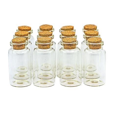 Ruby- 25 Mini Flasche,30mmx60mm,Mini Kleine Klar Farbe Glasflaschen mit dem Kork (25)