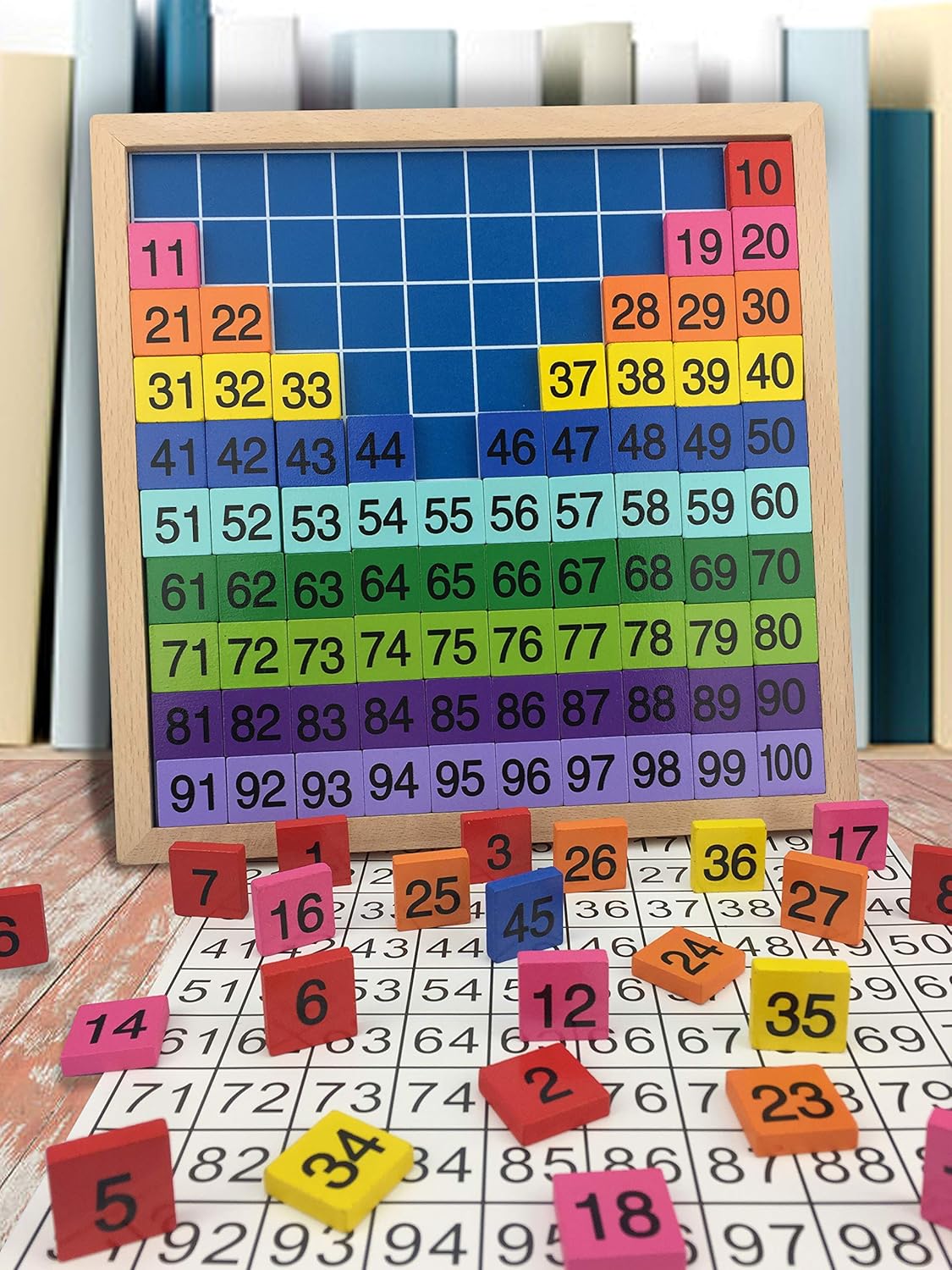 Wooden Hundred Board Toy,100 Digital Board Montessori Math Toy with