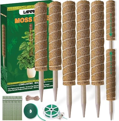 LANNEY Moss Pole 58.7 Inch 149cm 5-Piece Coir Totem Poles for Monstera