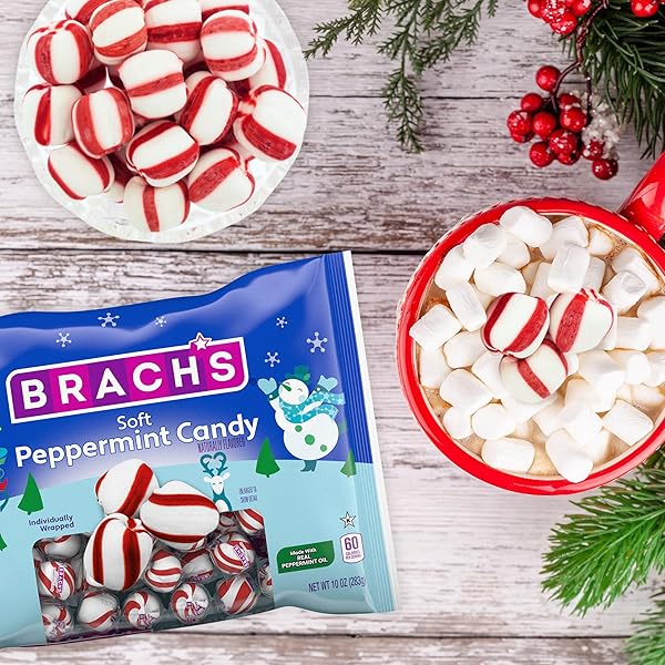 BRACH’S HOLIDAY SOFT PEPPERMINT CANDY, 10OZ