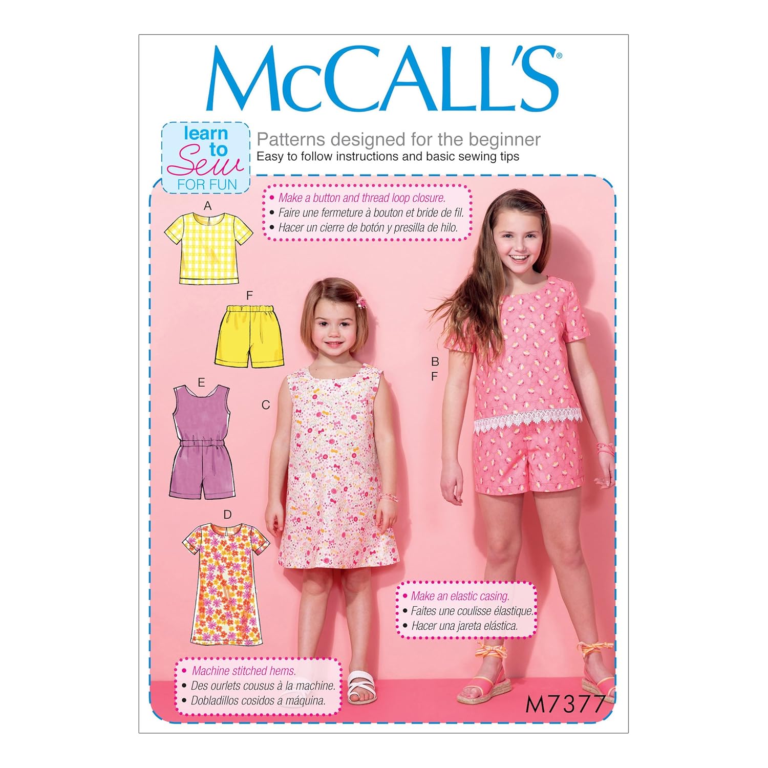McCall's Patterns 7377 CHJ,Children's/Girls Tops,Dresses,Romper and