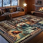 Bear Rug, Cabin Area Rugs, Rustic Animal Rugs for Living Room Bedroom,Soft Country Rugs Carpet, Vintage Decor (Brown, 5.2x7.2 FT)