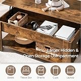 Yaheetech Lift Up Coffee Table Rustic Brown 120x60 cm with Hidden Drawer view 6