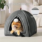 Bedsure Cat Cave Bed Indoor Large Flannel Hooded Igloo 44x44x44cm Dark Grey view 3
