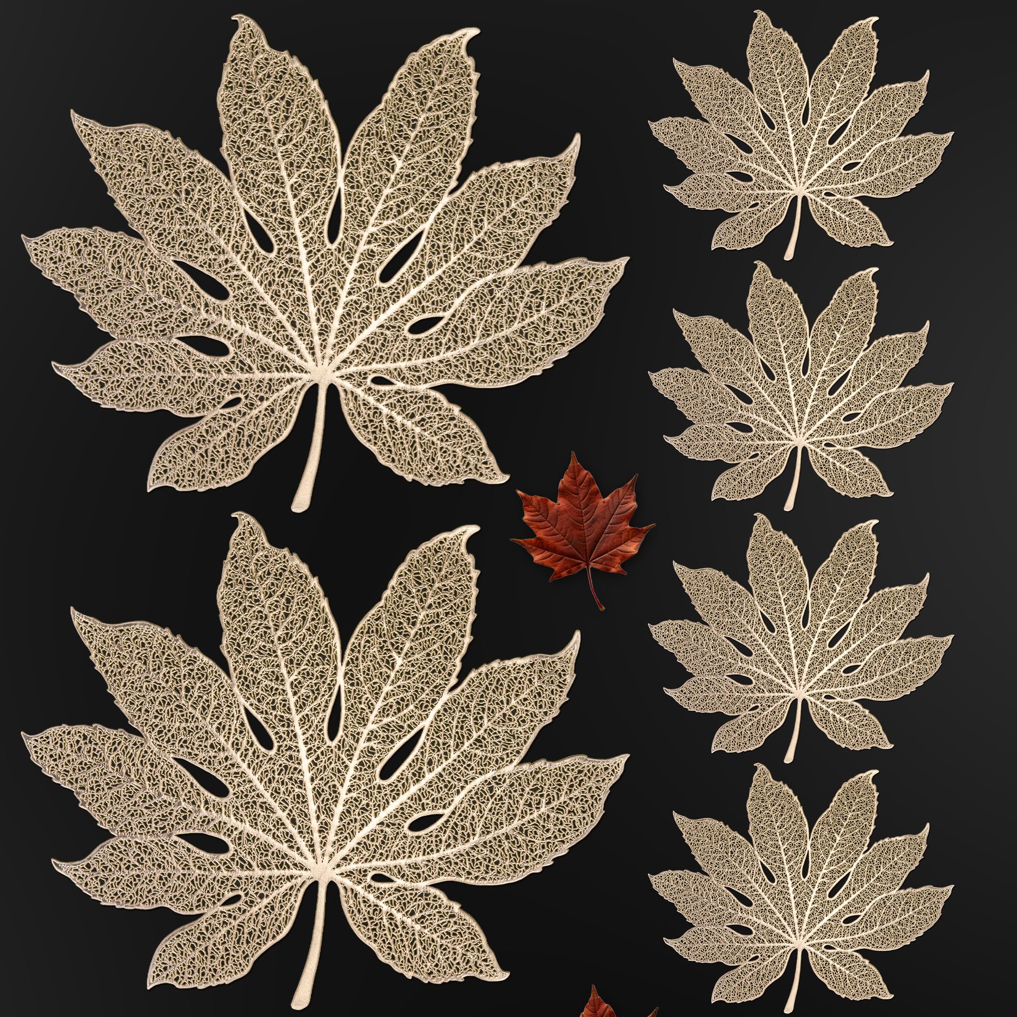 Photo 1 of 16"×14" Pressed Vinyl Metallic Fall Placemats for Dining Table Set of 6,Table Mats Washable and Wipeable Place Mats for Christmas Wedding Thanksgiving Party Event Holiday Autumn Harvest