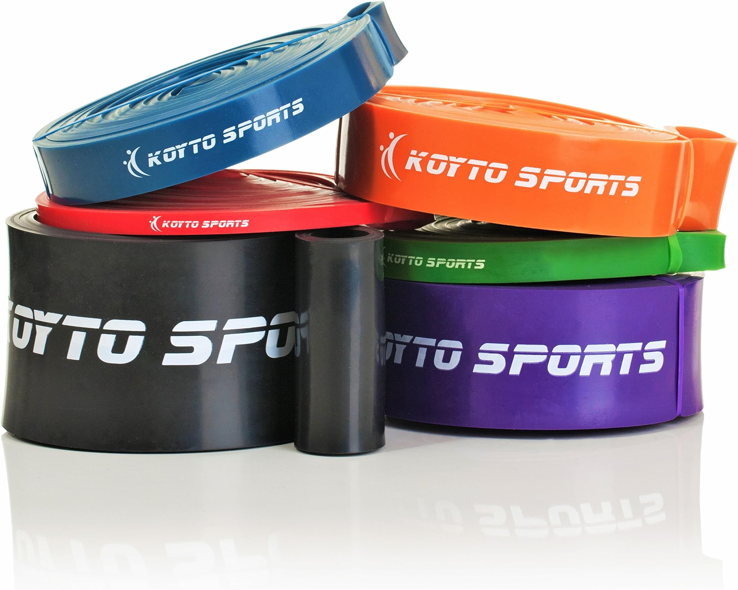 Koyto Sports Resistance Assisted Pull up Bands - 6 Levels, 1-80 kg Resistance, 104 cm Exercise Tension Bands for Pull-ups, Stretching and Powerlifting