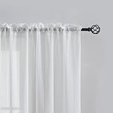 Home Brilliant Semi Sheer White Striped Voile Curtains 54x63 Set of 2 view 4