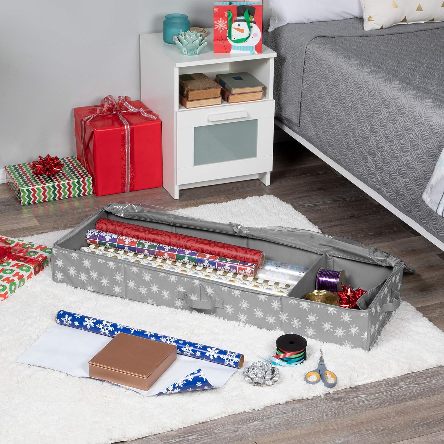 Wrapping Paper Storage Container – Fits up to 27 Rolls 1 3/8” Diam. - Underbed Gift Wrap Organizer Bags, Wrapping Paper Rolls, Ribbon, and Bows - Under Bed- Durable Material 600D - Up to 40” Rolls: Home & Kitchen