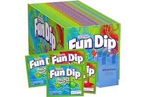 Fun Dip Candy Bulk Size, RazzApple and Cherry Yum Candy Powder with Sticks, Nosh Pack Bag Included, 48 Pack