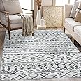 KUTA Bedroom Rug 4x6 Grey Boho Rug, Moroccan Washable Area Rugs Non Slip, Ultra Soft Print Distressed Geometric Entry Rug Low-Pile Throw Rug Carpet for Bedroom Nursery Dorm Kitchen Decor