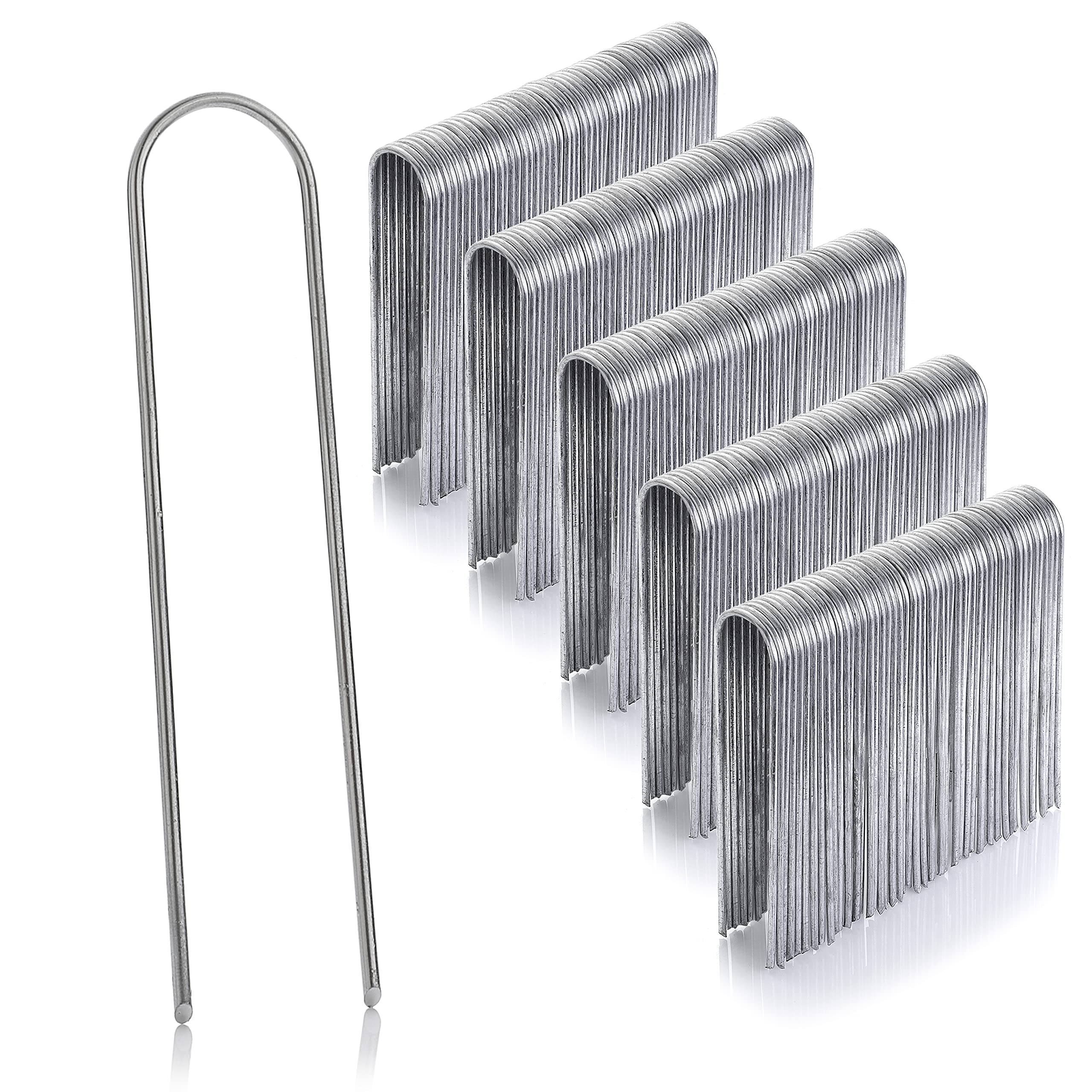 GardenMate Pack of 250 x 6''/150mm galvanised 2.9mm thick steel U shaped Garden Securing Pegs
