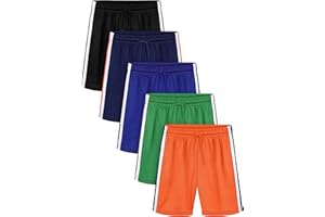 Resinta 5 Pack Toddler Boys Mesh Shorts Quick Dry Active Performance Shorts Basketball Shorts with Pockets