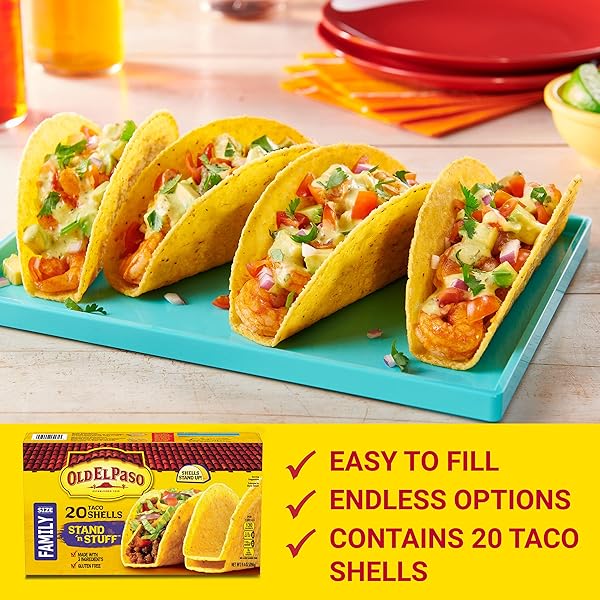 OLD EL PASO STAND ‘N STUFF TACO SHELLS, GLUTEN FREE, FAMILY SIZE, 20 CT, 9.4 OZ
