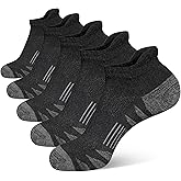 Heyoboy Men's Athletic Cushioned Cotton Socks Anti-blister Wicking Breathable Running Ankle Socks 5 Pairs