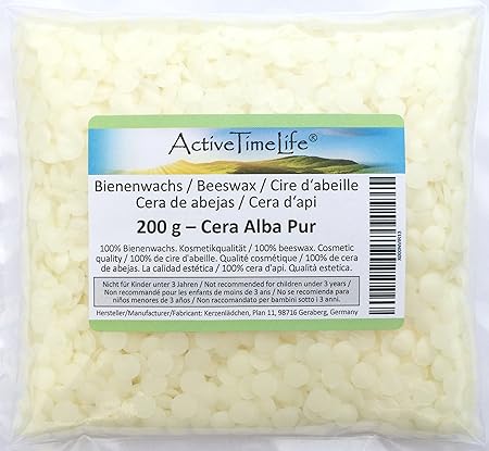 100% reine Bienenwachs Pastillen Bio, weiß, 200 g, für Kosmetik Kerzen Cremes Salben Seifen