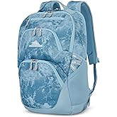 High Sierra Swoop Backpack, Lightweight Bookbag, Large Main Compartment + External Accessory Pockets, Separate Laptop Pocket, Dual Water Bottle Pockets, Fits most 17” Laptops, 30L Capacity, Blue Waves