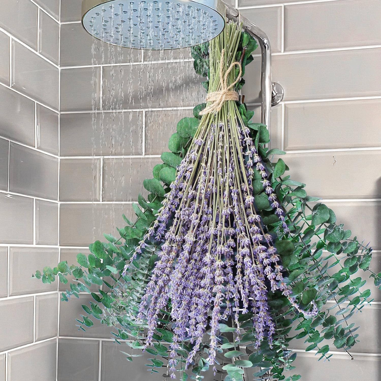 Dried & Preserved Flora - FUKUOKA Preserved Eucalyptus Stems & Dried Lavender Bundles for Shower, 70 Pcs17'' Natural Real Live Eucalyptu Leaves Greenery Hanging Lavender Flowers Shower Plant, Fragrance, Vase Decor