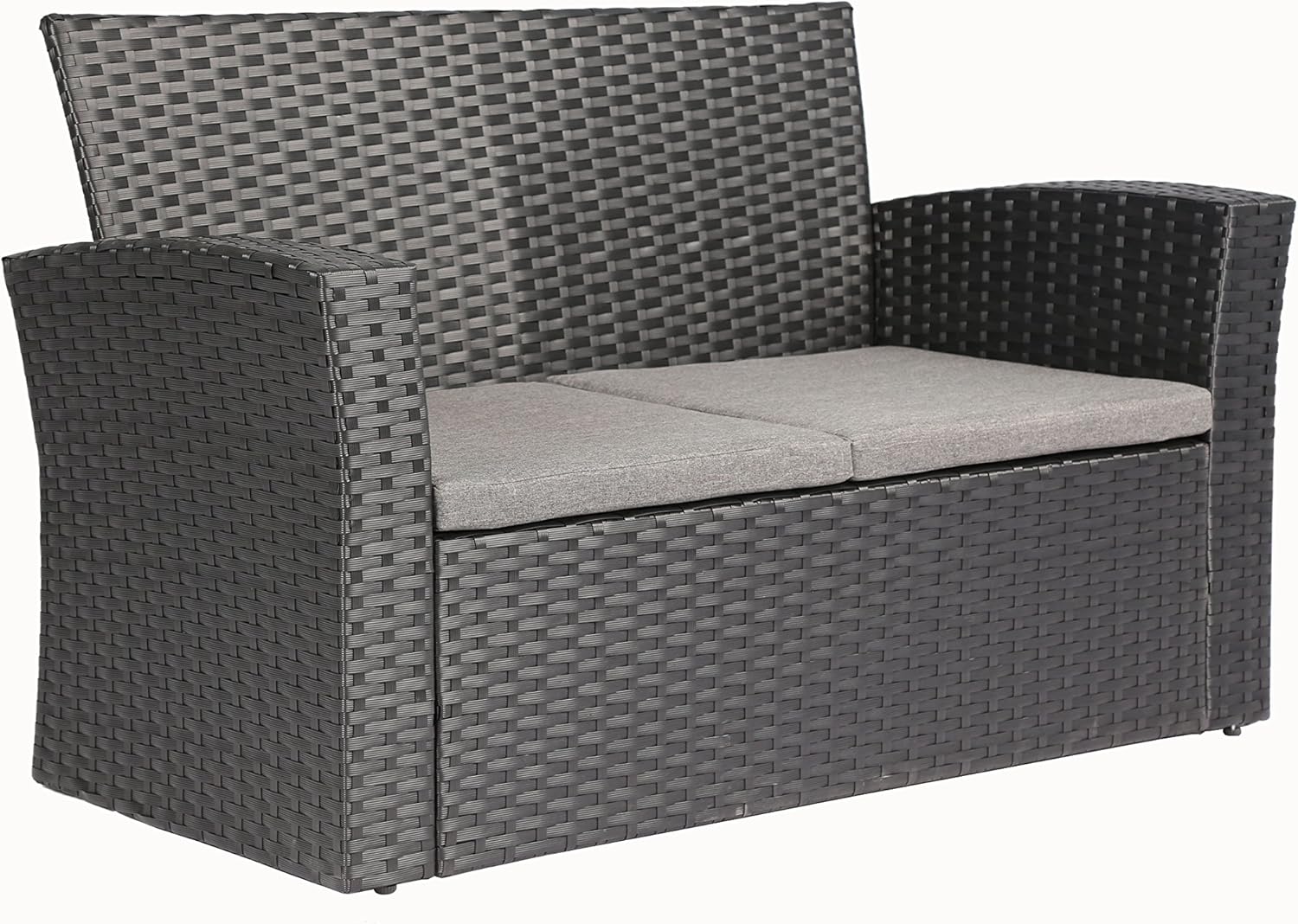 Baner Garden 4 Pieces Outdoor Furniture Complete Patio Cushion Wicker P.E Rattan Garden Set, Full, Black: Furniture & Decor