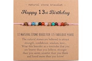 Korotho Natural Crystal Milestone Birthday Bracelet Gifts for Girls Women, Happy Birthday Adjustable Bracelets Present Christmas Gift for Daughter Granddaughter Niece Sister Friends Mom Auntie