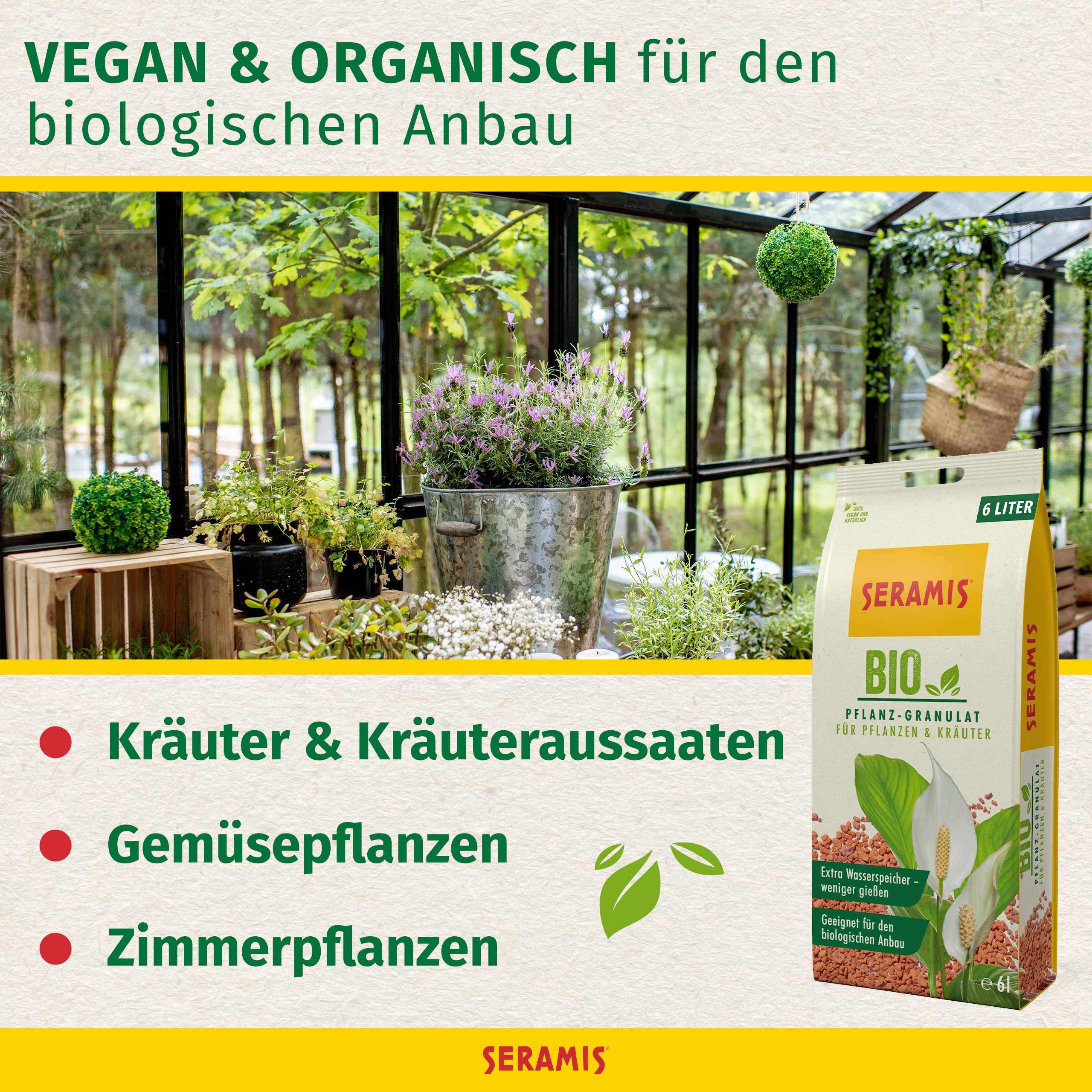 Seramis Bio-Pflanz-Granulat für Pflanzen und Kräuter, 6 l - Pflanzen Tongranulat, Pflanzenerde Ersatz zur Wasser- und Nährstoffspeicherung 3