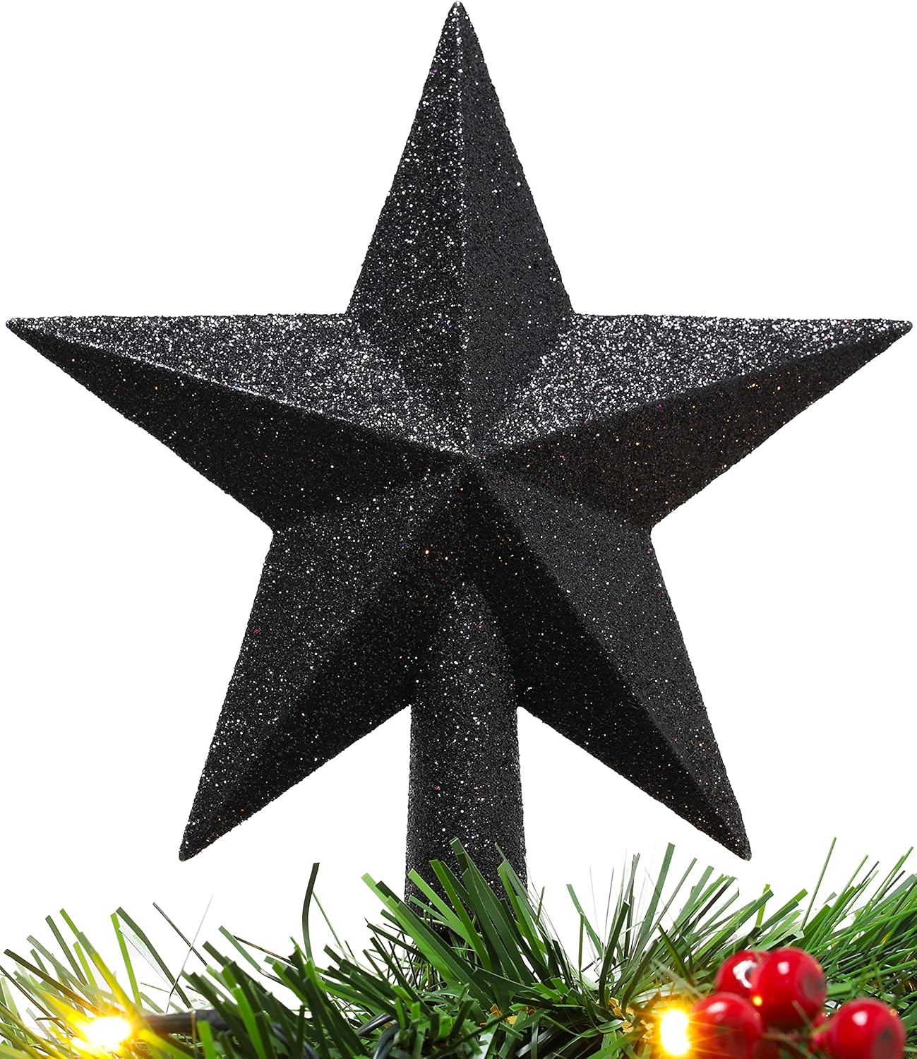 Tree Toppers - Christmas Concepts® 20cm Glitter Tree Top Star Decoration – Christmas Tree Topper/Ornament (Black)