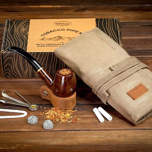 pipe tobacco dubai Whitluck's Tobacco Pipe with Waxed Canvas Pipe Roll, Handmade Wood  Smoking Pipe with Ultimate Beginner Guide E-Book, Travel Tobacco Pouch -  Smoking Gift Set and Accessories in Dubai - UAE