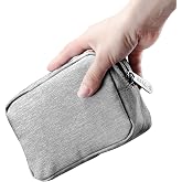 E-Tree Small Makeup Bag, Cosmetic Toiletry Skin Care Make up Little Items Pouch for Purse, Zipper Mini Tech Charger Cable Electronic Organizer Case, Travel Accessories for Women Men Teen, Grey