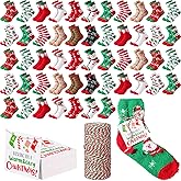 Liitrsh 60 Pairs Christmas Fuzzy Socks Bulk with Gift Tags, Cozy Funny Holiday Socks for Family Adults Women Men Gift Exchange Stocking Stuffer Xmas Party Favors