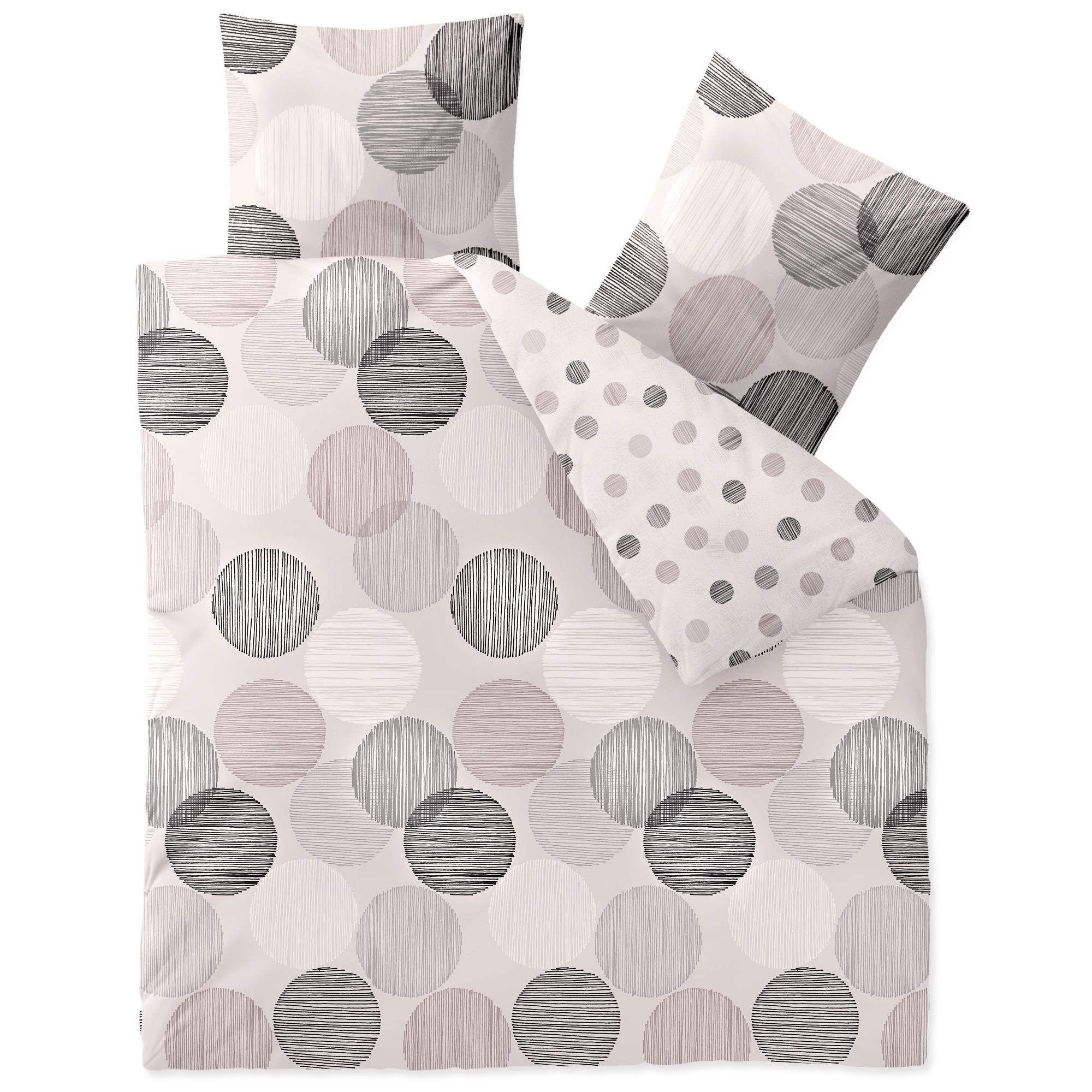 CelinaTex Touchme Filia reversible bed linen cotton dots stripes white grey anthracite 200 x 200 cm
