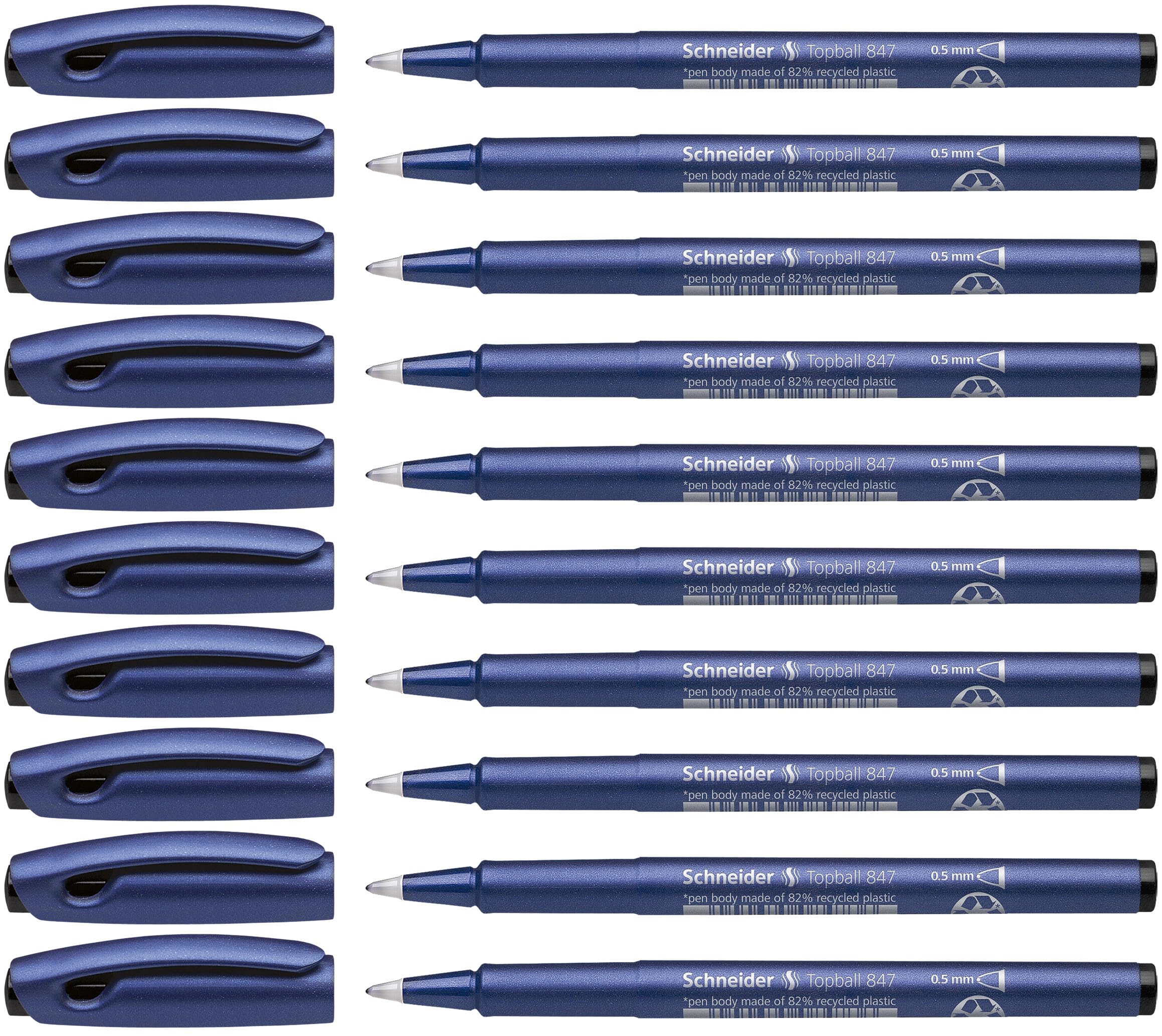 Schneider Topball 847 Rollerball Pen - Black (Pack of 10)