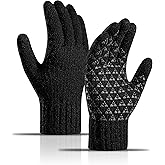 Borwada 1-2 Pairs Winter Gloves for Men Cold Weather, Thermal Warm Knit Anti-Slip Touch Screen Gloves