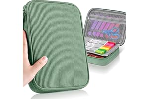Zannaki Large Capacity Pencil Pouch Organizer | Soft Corduroy Pencil Box for Girls Boys Teens | Cute Big Pen Bag with Multiple Zipper Pockets - Pencil Case Storage for Art Supplies & Stationery-Green