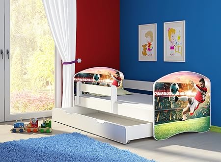 Clamaro 'Fantasia Weiß' 160 x 80 Kinderbett Set inkl. Matratze, Lattenrost und mit Bettkasten Schublade, mit verstellbarem Ra