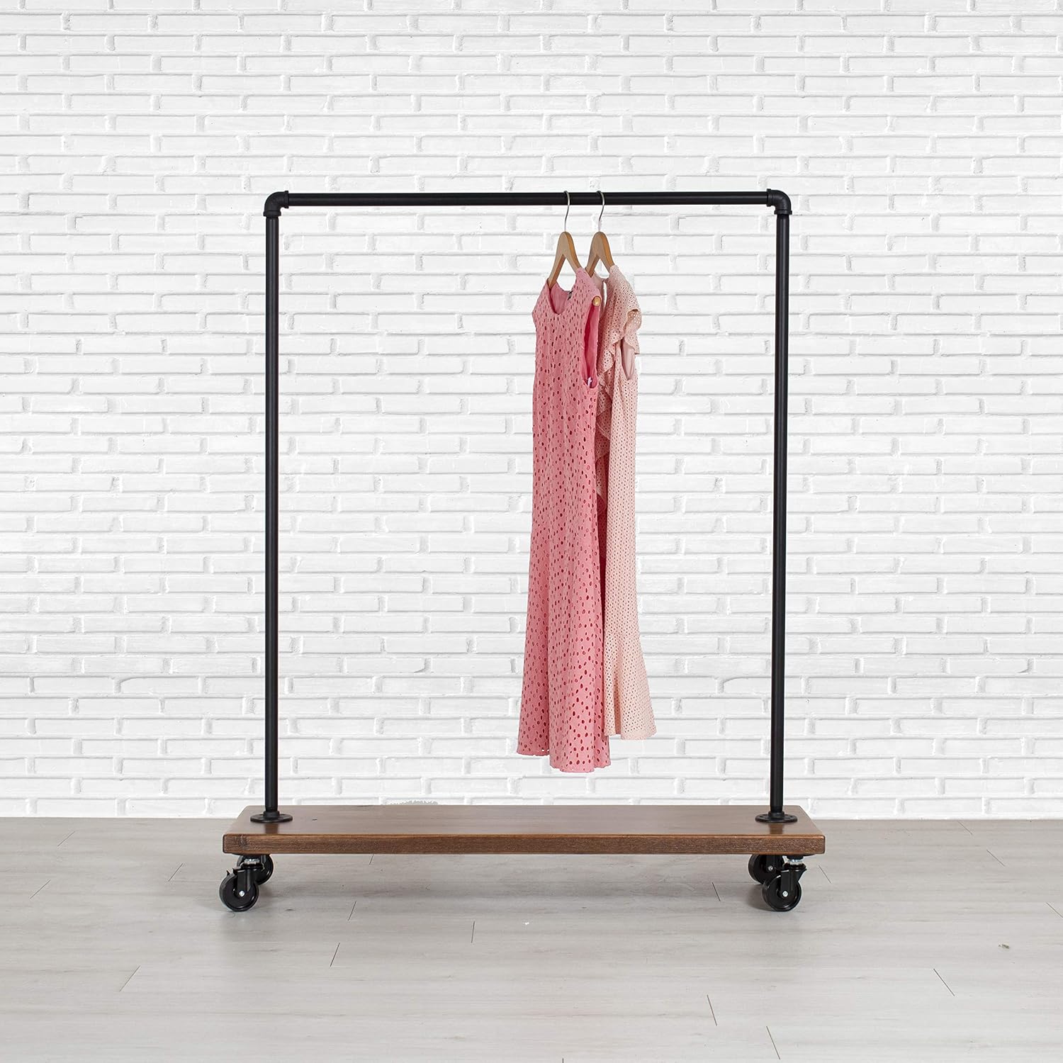 Industrial Pipe Rolling Clothing Rack with