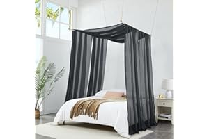 Warm Home Designs Set of 2 Black Canopy Bed Curtains in 55 x 144 Inch Size. 2 Twin Bed Canopy Curtains Can Be Turned Into Bed Scarves, Kids Bed Tent, Bed Canopy for Girls. BF Double Black 144"