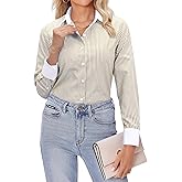 siliteelon Striped Button Down Shirts for Women Dress Shirts Long Sleeve Casual Collared Office Work Blouses Tops