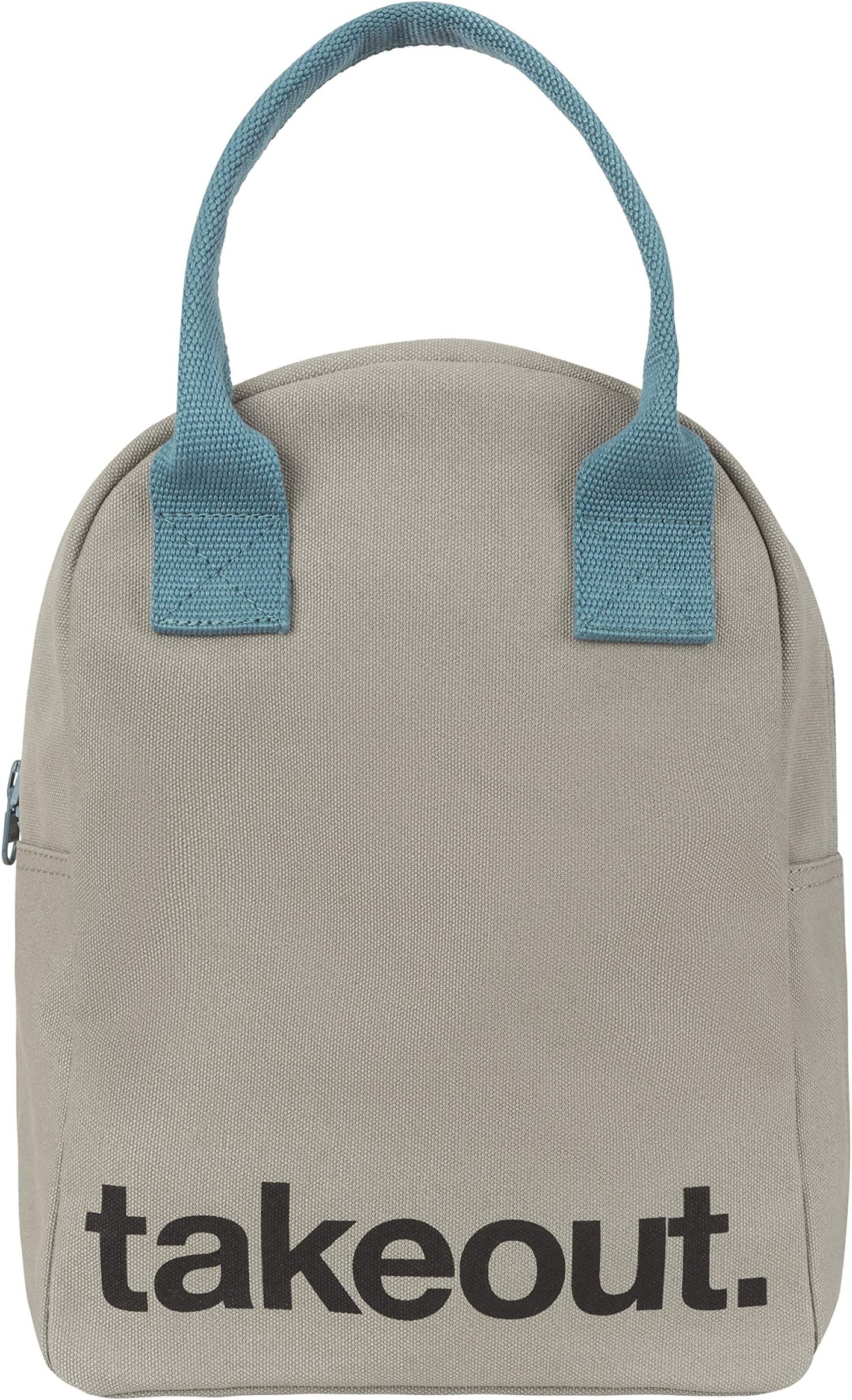 Fluf Zipper Lunch Bag | Reusable Canvas Lunch Box for Women, Men, Kids | Organic Cotton Meal Tote | (Takeout)