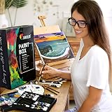 Zenacolor Acrylic Paint Set with Wood Easel Box 24 Tubes 6 Brushes view 6
