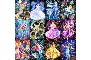 RYMILIE 12 Pack Diamond Art Kits for Adults,Diamond Painting Kits,5D Princess Diamond Painting Kits for Adults Beginner Gem Art Full Drill Diamond Dots Art for Adults Home Wall Decor 12x16inch
