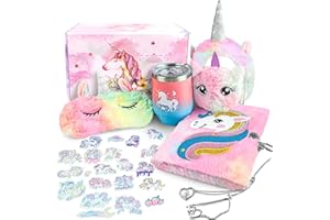 LINAYE Unicorn Gifts for Girls Age 6-8, Unicorn Gifts Box for Girls Age 5 6 7 8, Christmas Birthday Gifts for Girls Unicorn Christmas Basket for Girls